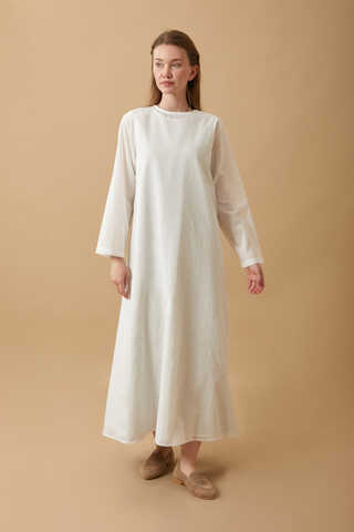 Long Sleeve Long Length Voile Slip White - 2