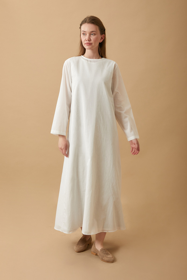 Long Sleeve Long Length Voile Slip White - 2