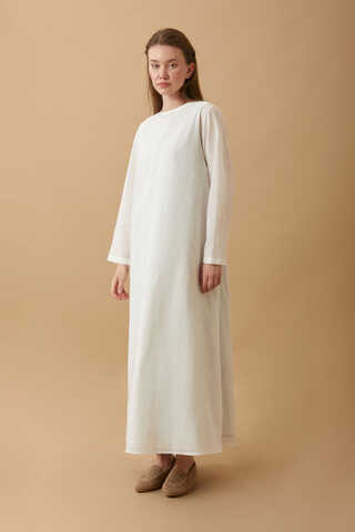 Long Sleeve Long Length Voile Slip White - 4