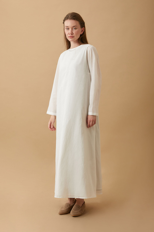 Long Sleeve Long Length Voile Slip White - 4