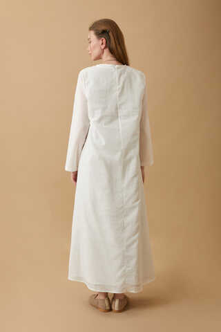 Long Sleeve Long Length Voile Slip White - 5