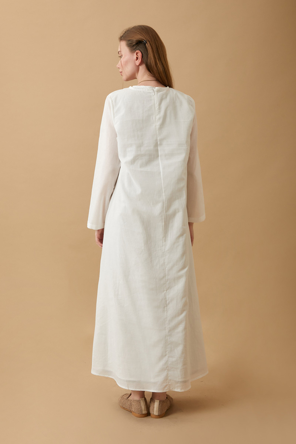 Long Sleeve Long Length Voile Slip White - 5