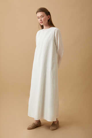 Long Sleeve Long Length Voile Slip White - 3
