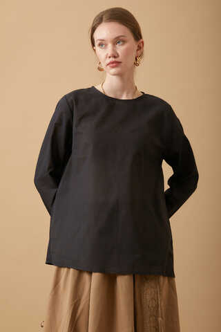 Long Sleeve Short Length Voile Slip Black - 2