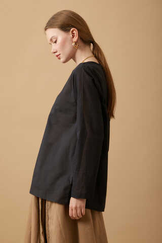 Long Sleeve Short Length Voile Slip Black - 3