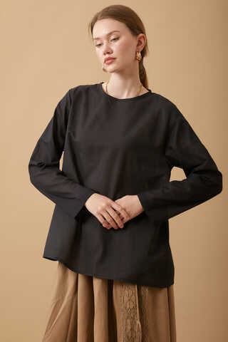 Long Sleeve Short Length Voile Slip Black - 4