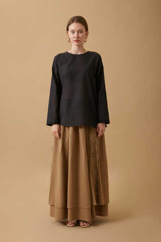 Long Sleeve Short Length Voile Slip Black - 1