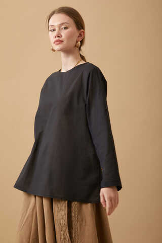 Long Sleeve Short Length Voile Slip Black - 5