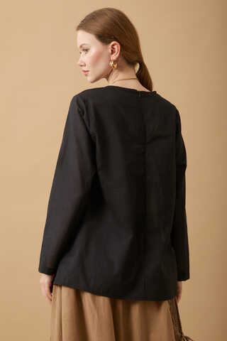 Long Sleeve Short Length Voile Slip Black - 6