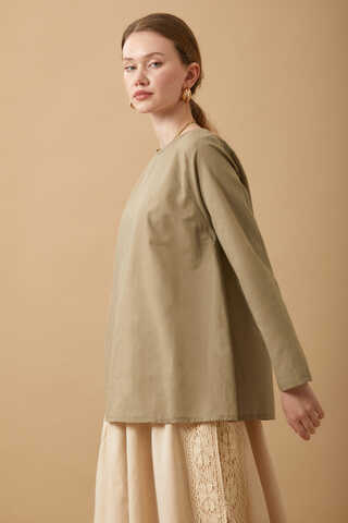 Long Sleeve Short Length Voile Slip Taupe - 5