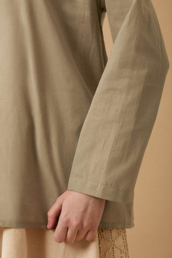 Long Sleeve Short Length Voile Slip Taupe - 7