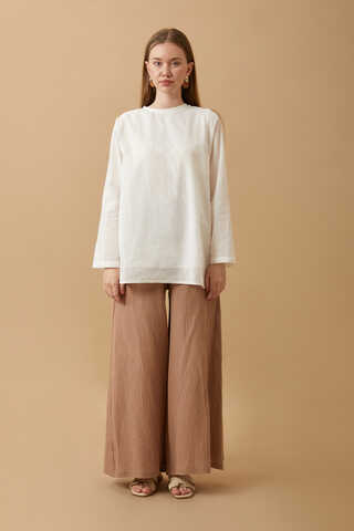 Long Sleeve Short Length Voile Slip White - 1