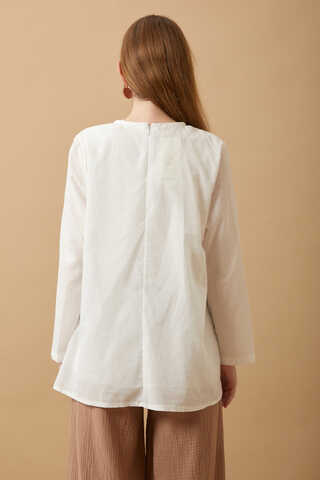 Long Sleeve Short Length Voile Slip White - 5