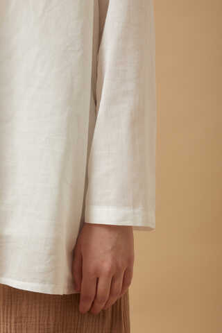 Long Sleeve Short Length Voile Slip White - 6