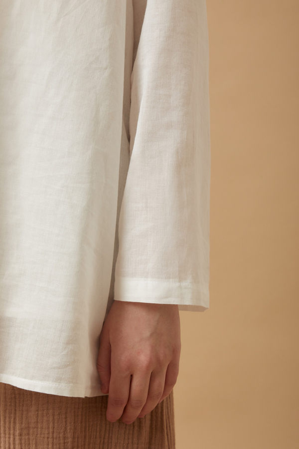 Long Sleeve Short Length Voile Slip White - 6