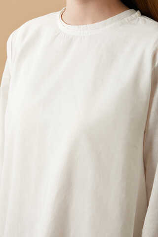 Long Sleeve Short Length Voile Slip White - 7