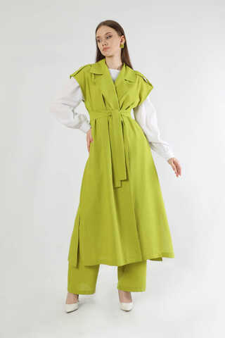 Long Vest Triple Suit Oil Green - 1