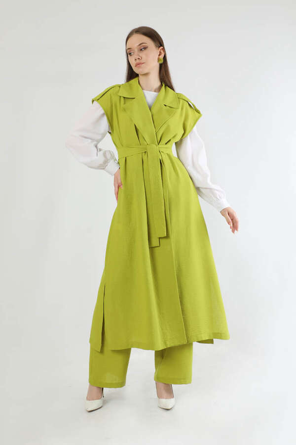 Long Vest Triple Suit Oil Green - 1