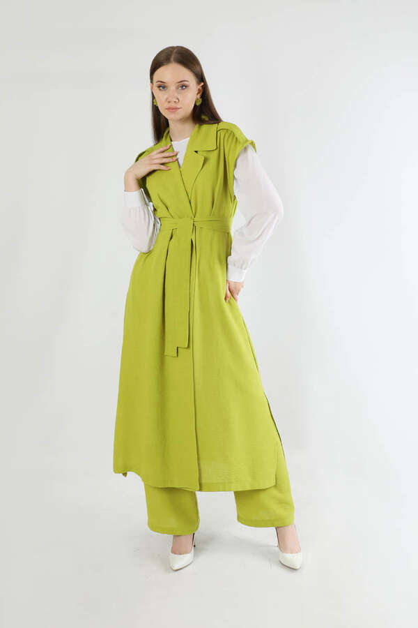 Long Vest Triple Suit Oil Green - 3