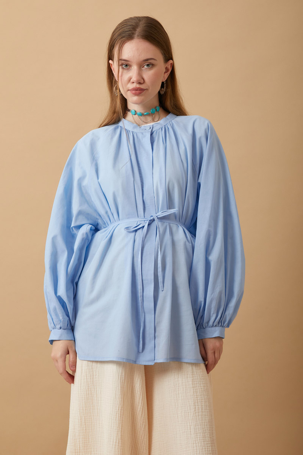 Loose Fit Voile Shirt Baby Blue - 9