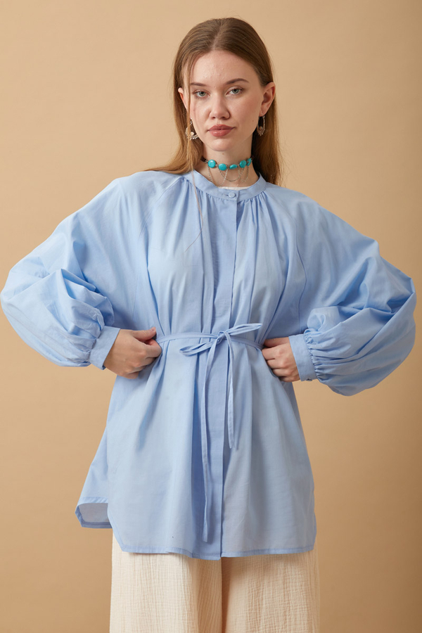 Loose Fit Voile Shirt Baby Blue - 12