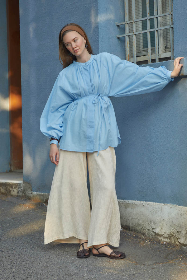 Loose Fit Voile Shirt Baby Blue - 3