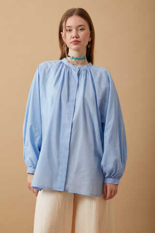 Loose Fit Voile Shirt Baby Blue - 10