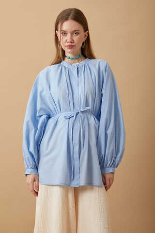 Loose Fit Voile Shirt Baby Blue - 9