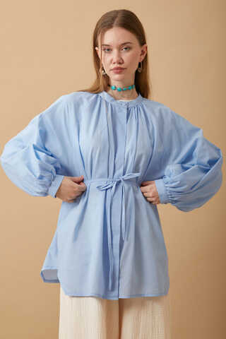 Loose Fit Voile Shirt Baby Blue - 12