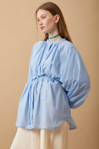Loose Fit Voile Shirt Baby Blue - 13