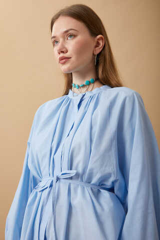 Loose Fit Voile Shirt Baby Blue - 15