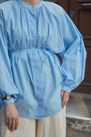 Loose Fit Voile Shirt Baby Blue - 8