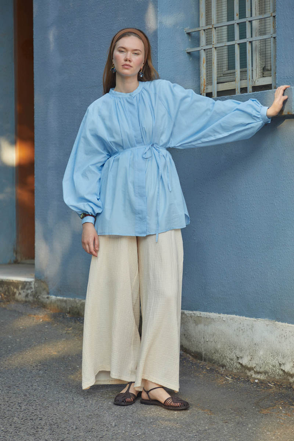 Loose Fit Voile Shirt Baby Blue 