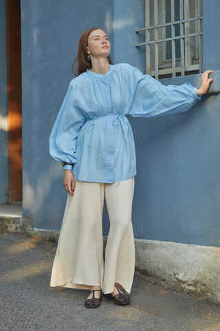Loose Fit Voile Shirt Baby Blue - 5