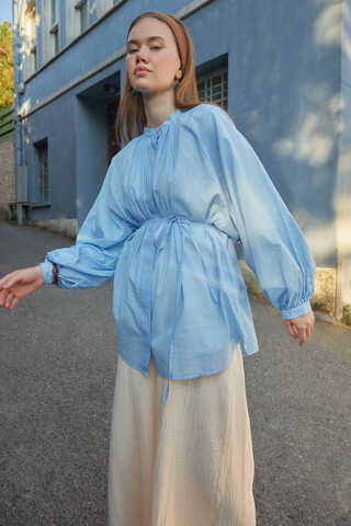 Loose Fit Voile Shirt Baby Blue - 2