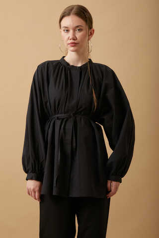 Loose Fit Voile Shirt Black - 1