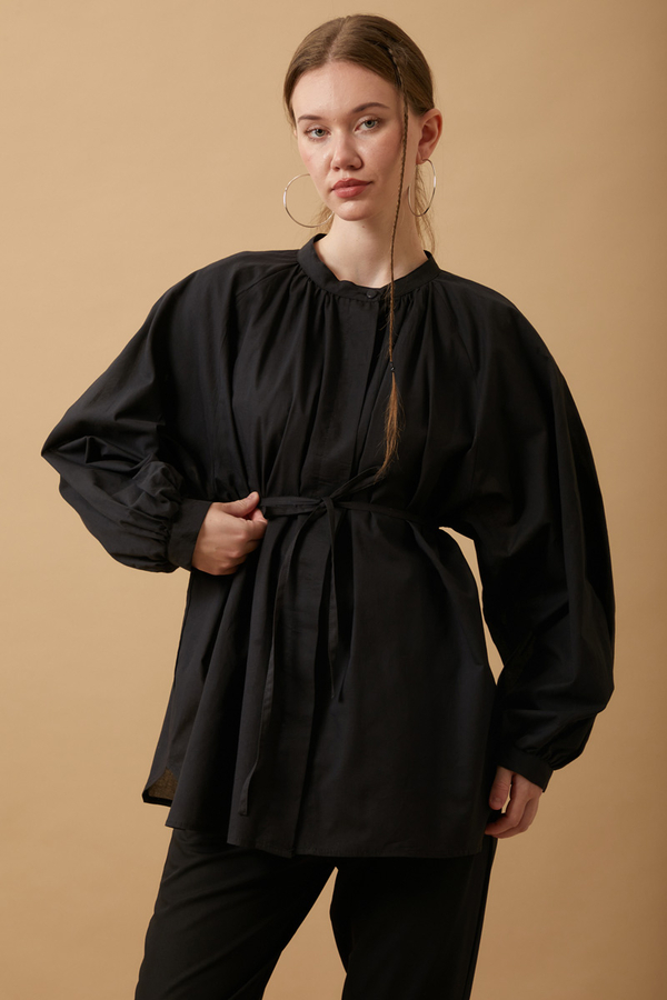 Loose Fit Voile Shirt Black - 7