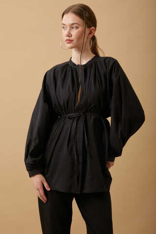Loose Fit Voile Shirt Black - 8