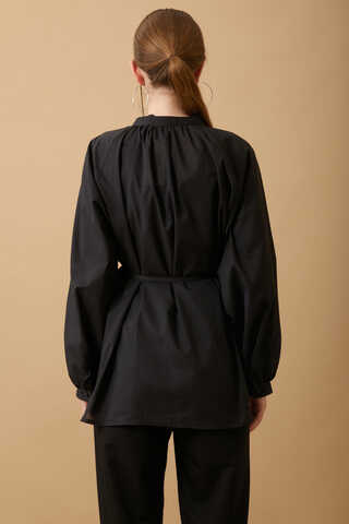 Loose Fit Voile Shirt Black - 10