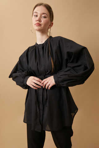 Loose Fit Voile Shirt Black - 3