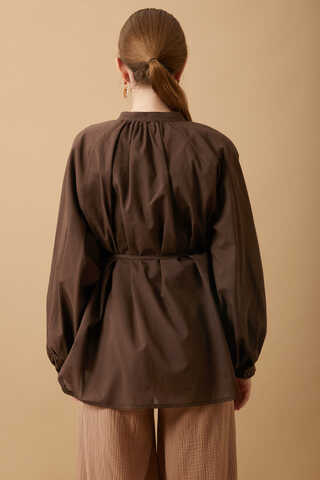 Loose Fit Voile Shirt Brown - 11