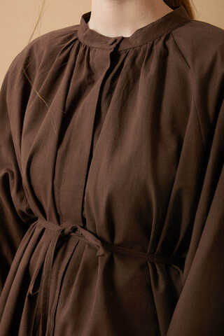 Loose Fit Voile Shirt Brown - 5
