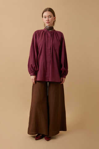 Loose Fit Voile Shirt Burgundy - 2