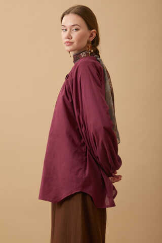 Loose Fit Voile Shirt Burgundy - 6