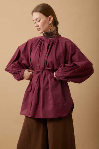 Loose Fit Voile Shirt Burgundy - 9