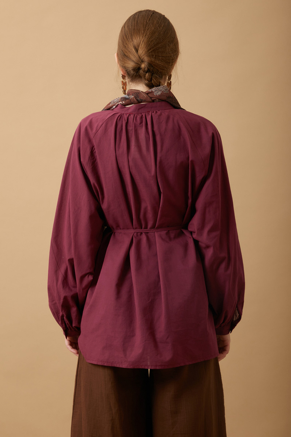 Loose Fit Voile Shirt Burgundy - 10