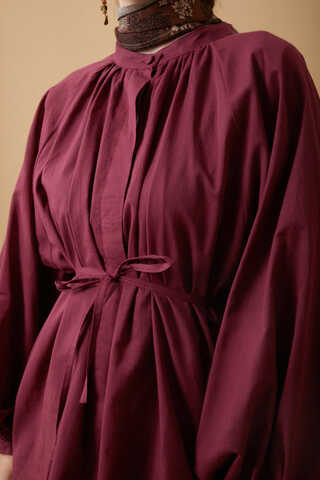 Loose Fit Voile Shirt Burgundy - 4