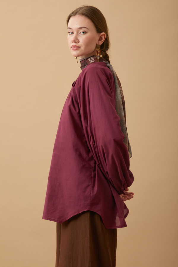 Loose Fit Voile Shirt Burgundy - 6