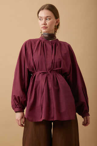 Loose Fit Voile Shirt Burgundy - 7