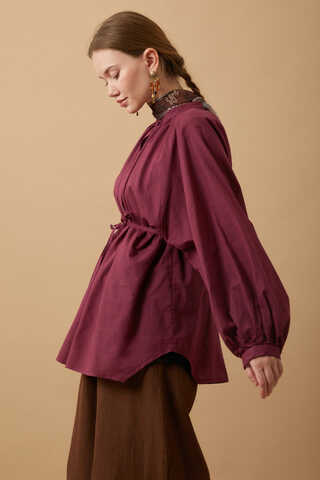 Loose Fit Voile Shirt Burgundy - 8